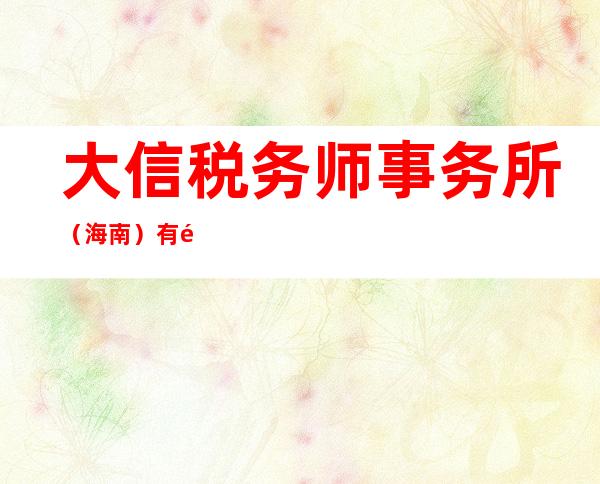 大信税务师事务所（海南）有限公司